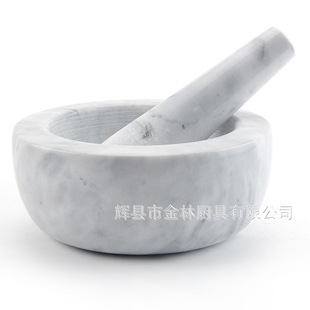 Customized White Marble Garlic Jar Food Grinder Household Garlic Pounder Garlic Mortar