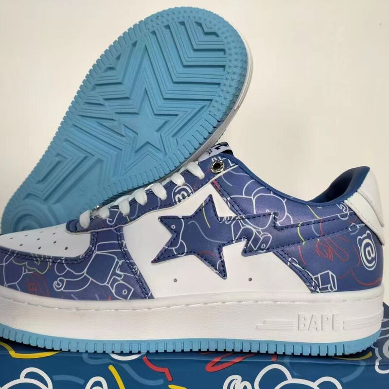莆田工場直販 BAPESTA SK8 DUNK ストリートトレンド 黒と白のサメ カップル バイブ カジュアル シューズ|undefined