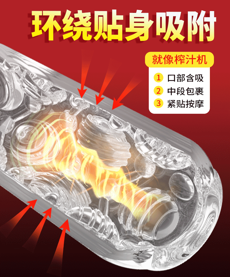 Pleasure Crystal Training Masturbator Cup for Men, Zero-Dye TPE Sleeve, Rotating Texture — detail image 7