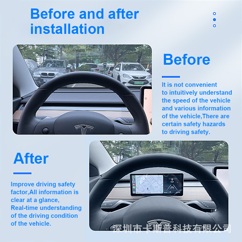 Tsla Model 3 Model Linux with Car Play Android 1920*720 Instrument Panel