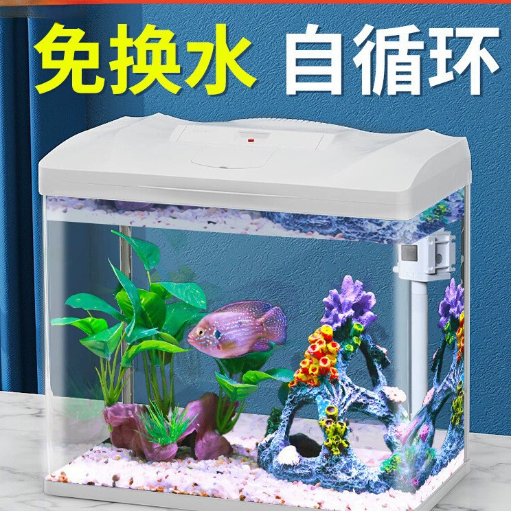 Аквариум для золотых рыбок, экологический настольный, стеклянный, небольшой, для гостиной, с фильтрацией и подачей кислорода, без необходимости смены воды, для дома.