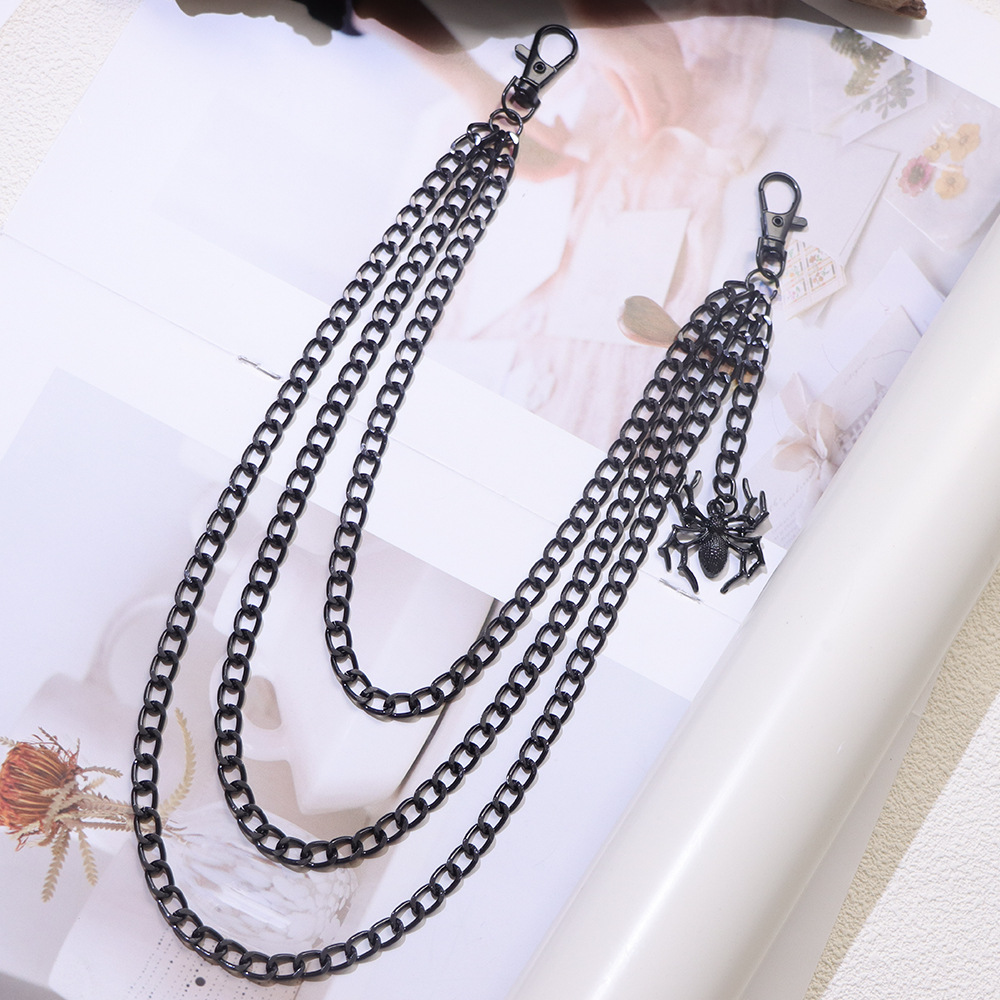 Accessories Personality Fashion Trend Dark Spider Pendant Double Layer Metal Pants Chain Versatile Men_voghion.com