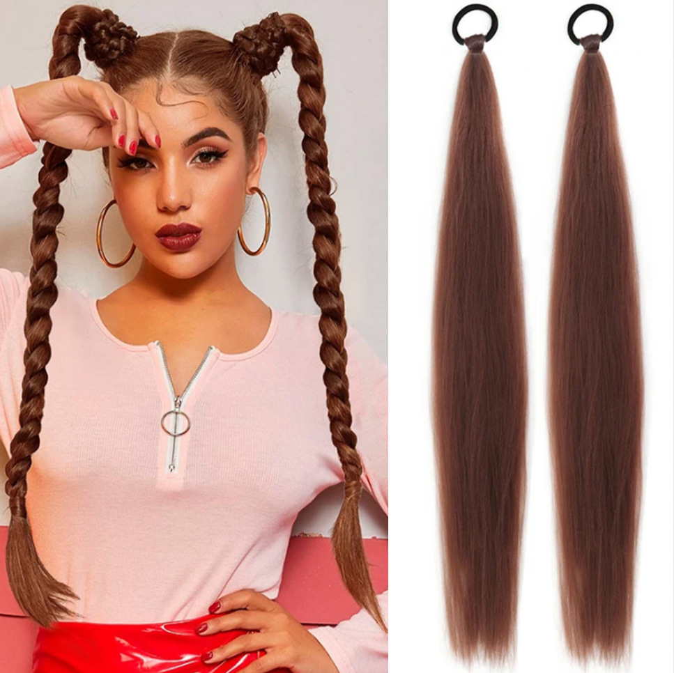 Fábrica de niñas elásticas pelucas de cola de caballo trenzas de boxeo trenzas de cuerda elástica de color trenzas de caballo para niños pelucas de cola de caballo