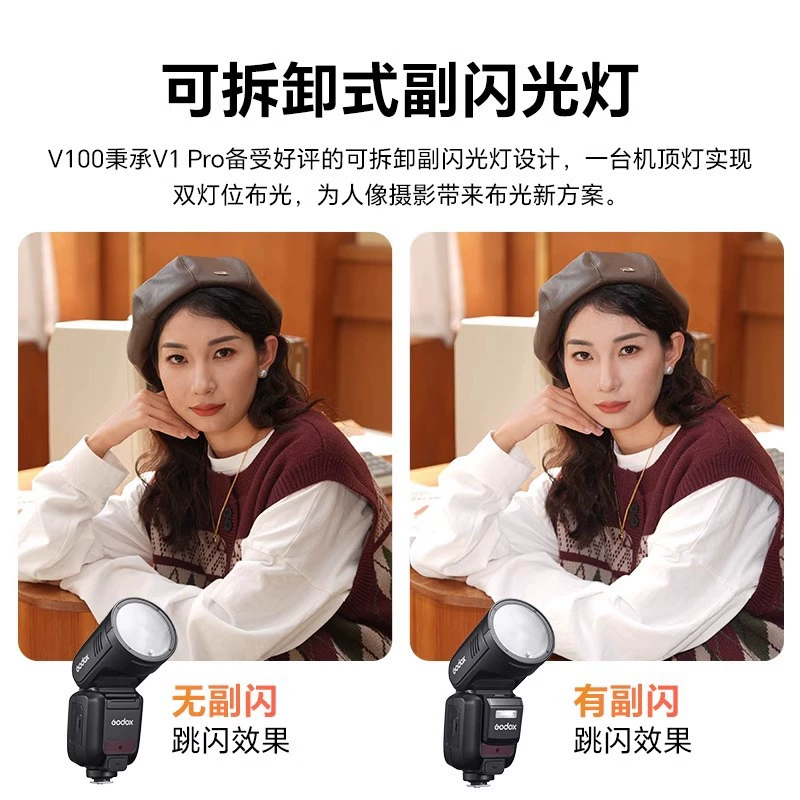 Godox V100 круглая головка вспышки для камеры 100Вт встроенная светодиодная подсветка с горячим башмаком TTL сверхбыстрая синхронизация китайское меню полный диапазон