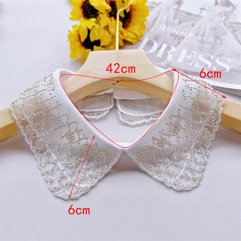 Nuevo Eugen Cuello de cuentas de flores de cuello de lazo de botón de cuello de encaje de mujer collar de encaje de decoración de camisa de encaje