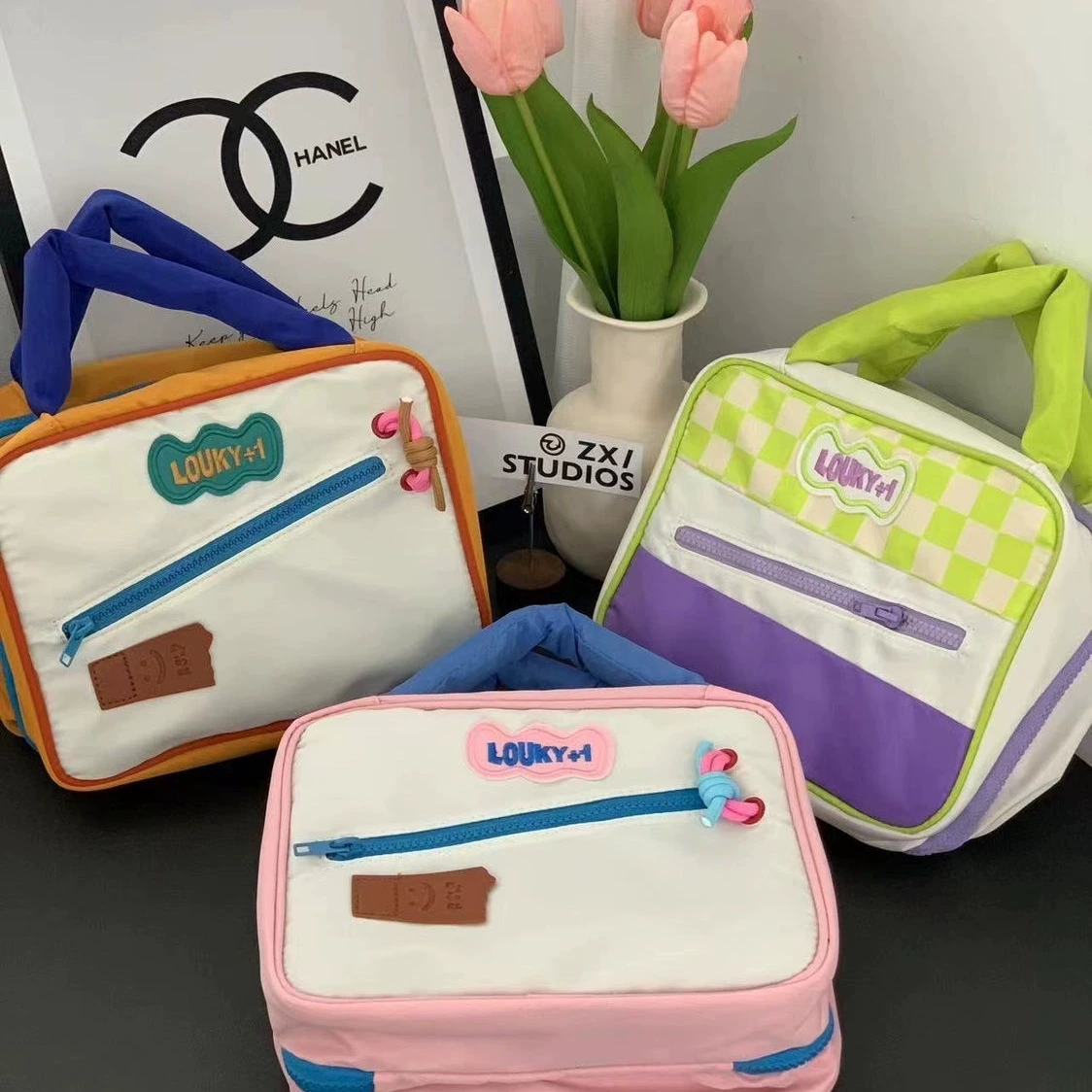 Cartoon soft capacious cosmetic bag, handheld folding storage bag, high-quality style, wholesale