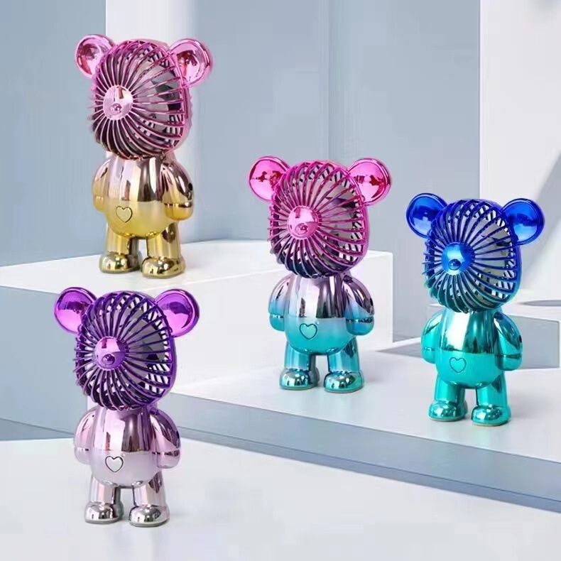 New electroplating gradient violent Bear fan student mini handheld colorful cartoon USB charging small fan gift New electroplating gradient violent Bear fan student mini handheld colorful cartoon USB charging small fan gift