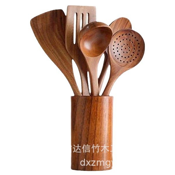 クロスボーダークッキングセット アカシア材キッチン用品 長柄スパチュラ 無垢材スパチュラ スプーンとフォーク ノンスティックキッチン 10点セット|undefined