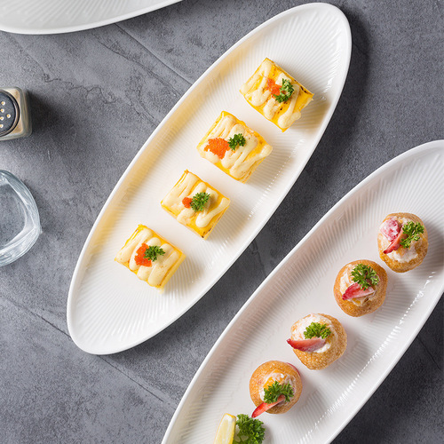 Nordic creative long plate Japanese cuisine sushi plate hotel restaurant snack plate sashimi presentation saury plate