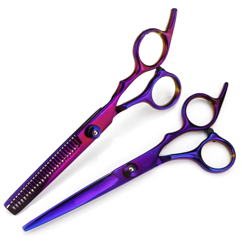 Venta al por mayor tijeras planas de acero inoxidable de 6 pulgadas tijeras de dientes tijeras finas oro/azul/color/púrpura/Negro precio de venta directa de fábrica es excelente