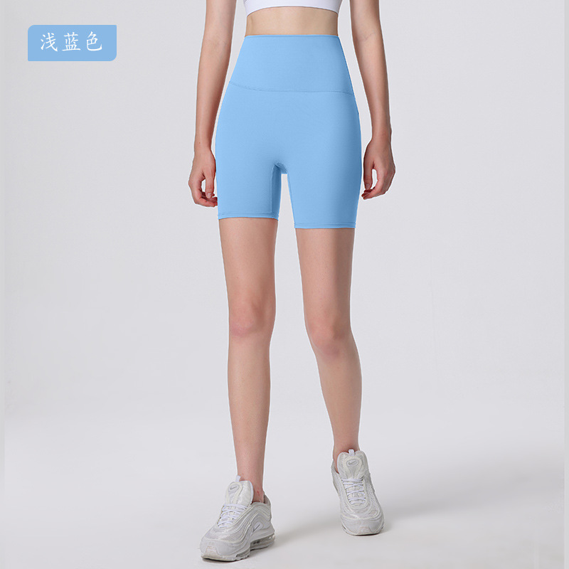 Nuevos deportes de Yoga de cintura alta desnuda sensación de no vergüenza línea de piel-friendly cadera levantamiento vientre contratación no caída de la aptitud de las mujeres de tres puntos cortos