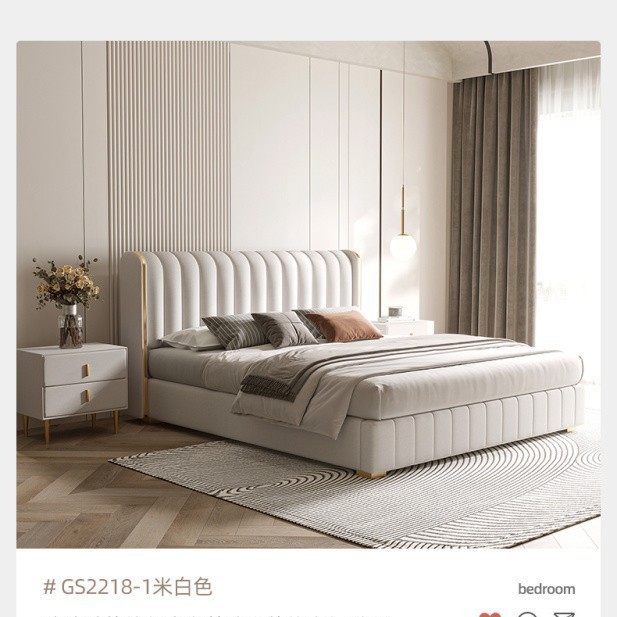 Foshan fuente fábrica de tecnología de lujo ligera cama de tela de viento de crema doméstica dormitorio principal 1.5 / 1.8 metros cama de envoltura suave al por mayor