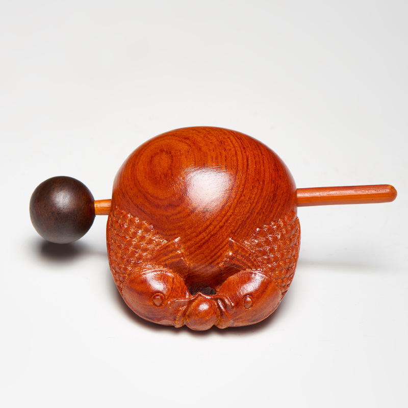 花梨木雕木鱼法器红木木鱼寺庙诵经木鱼打击乐器解压手工雕刻摆件