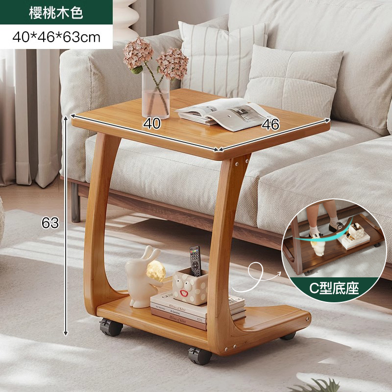 Mesa de cabecera de madera sólida dormitorio doméstico pequeño estante de cama ultra estrecho creativo de hendidura móvil gabinete pequeño carro
