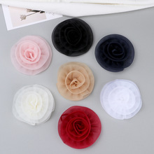 10cm网纱发饰材料批发布艺花朵卷边辅料头饰手工双层绢花半成品