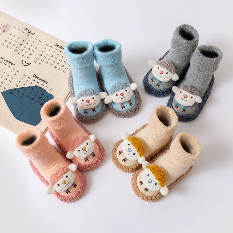 [Baby Trip] Новорожденный Весна-Осень-зима толстые хлопковые носки мужские и женские нескользящие носки для малышей с мягким низом