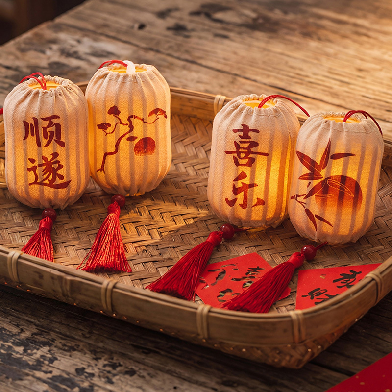 New Year Festive Glowing Lanterns Decoration, Chinese New Year Traditional Door Hanging Fabric Palace Lanterns, Outdoor Ambiance Hanging on Trees, Indoor Arrangement New Year Festive Glowing Lanterns Decoration, Chinese New Year Traditional Door Hanging Fabric Palace Lanterns, Outdoor Ambiance Hanging on Trees, Indoor Arrangement