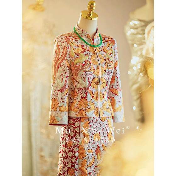 Heavy Industry Jacket Emperor Dragon and Phoenix Jacket 2024 New Chinese Bridal Dress Slimming Xiuhe Dress Wedding Dress Plus Size