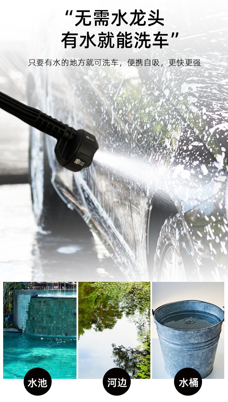 Wireless Car Washing Machine Portable Car High-Pressure Water Gun High-Power Car Lithium Battery Household Electric Car Washing Artifact