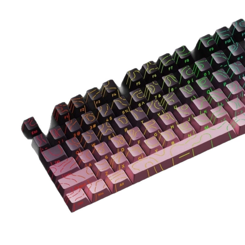 Набор боковых гравированных кейкапов из черного PBT, контур 4.0, оригинальная высота, градиент, полный комплект (130 клавиш)