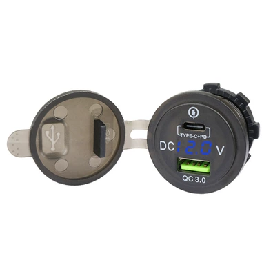 Motorcycle Car Modified Car Mobil şarj cihazları - qcpd-blue-voltmeter