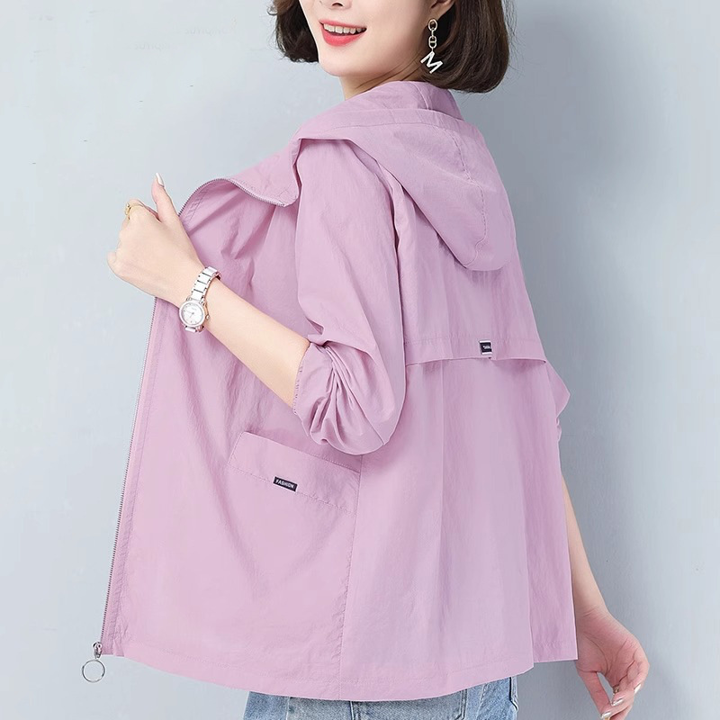 Sun Protection Clothing for Women, New Summer Style, Breathable, Lightweight Jacket, Loose, Large Size, Casual Hooded Sun Protection Clothing for Middle-Aged Mothers