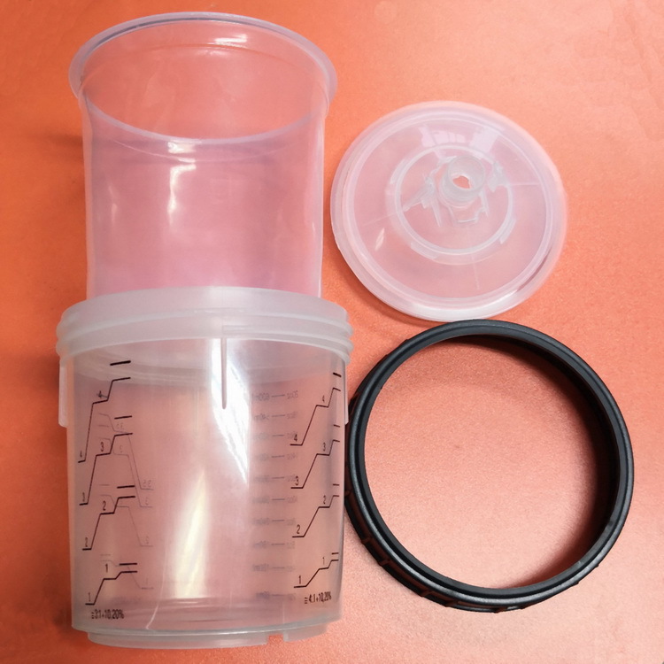 5ZW600毫升带刻度喷塑料壶一次性塑料杯免洗杯M16内螺纹卡壶转接