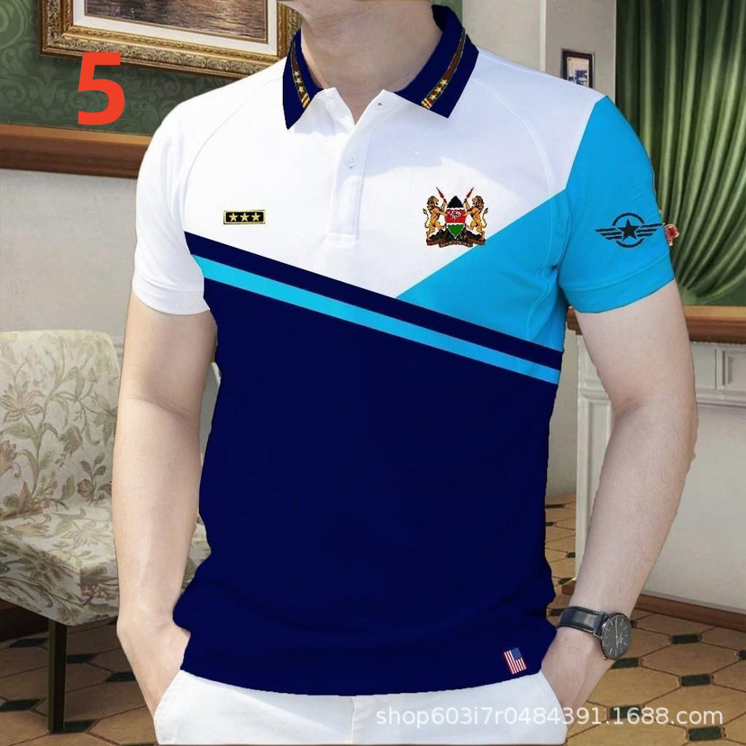 2025 Cross-Border Hot-Selling Men's Casual Polo Shirt 3D Digital Printing Short-Sleeved Lapel Polo Shirt Breathable