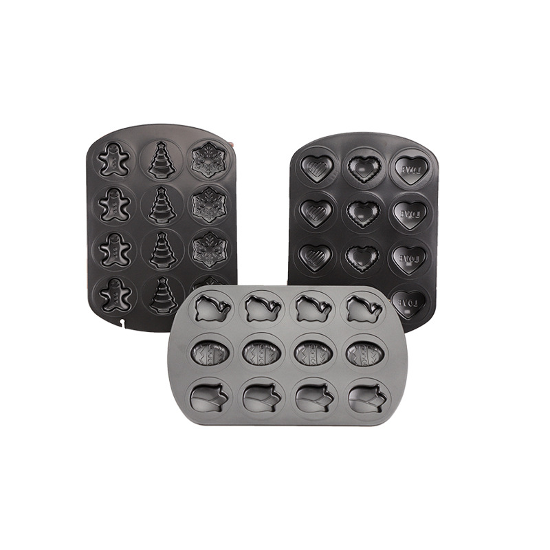 Transfronterizo de 12 piezas bandeja para hornear de acero al carbono árbol de Navidad amor serie Conejo molde de Pastel de galletas utensilios para hornear para el hogar