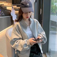 ゆったりとしたベルベットの野球服のコート女性秋冬のガーディアンの新しいコンビネーションジャケットの立襟の小さい短いコートが湿っている