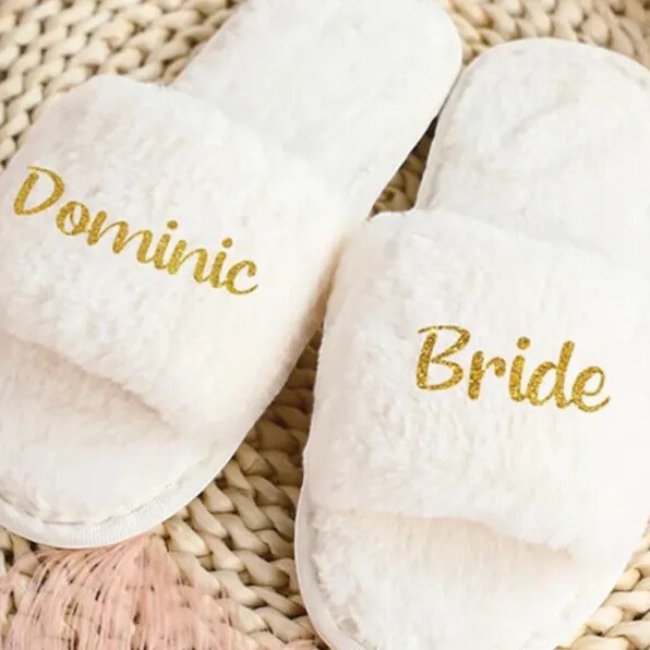 Personalized, Customizable with Logo, DIY Plush Slip-On Slippers, Cross-Border Goodyear Craftsmanship, Flat and Comfortable
