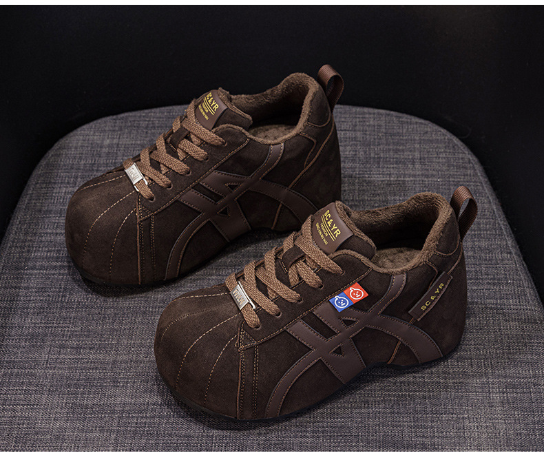 Giày sneaker nữ chunky đế dày phong cách Birkenstock mũi to, thời trang retro Mỹ, tăng chiều cao — M2982 li đơn màu vàng, M2982-1 màu nâu cộng với nhung, M2982-1 màu xám nhung, M2982 lớp lót đơn màu xám chi tiết 23
