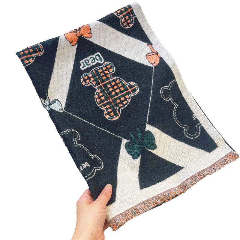 Nuove sciarpe autunno inverno, dolce fascia da collo con orsetto dei cartoni animati e carina ragazza, tendenza scialle caldo per studenti_voghion.com