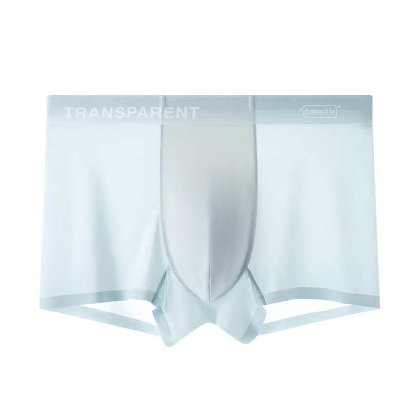 Procesamiento de ropa interior de seda de hielo personalizada 120s seda de hielo antibacteriano cordycepina pantalones cuadrangulares ligeros y sin costuras cabeza de pantalones cortos desnudos