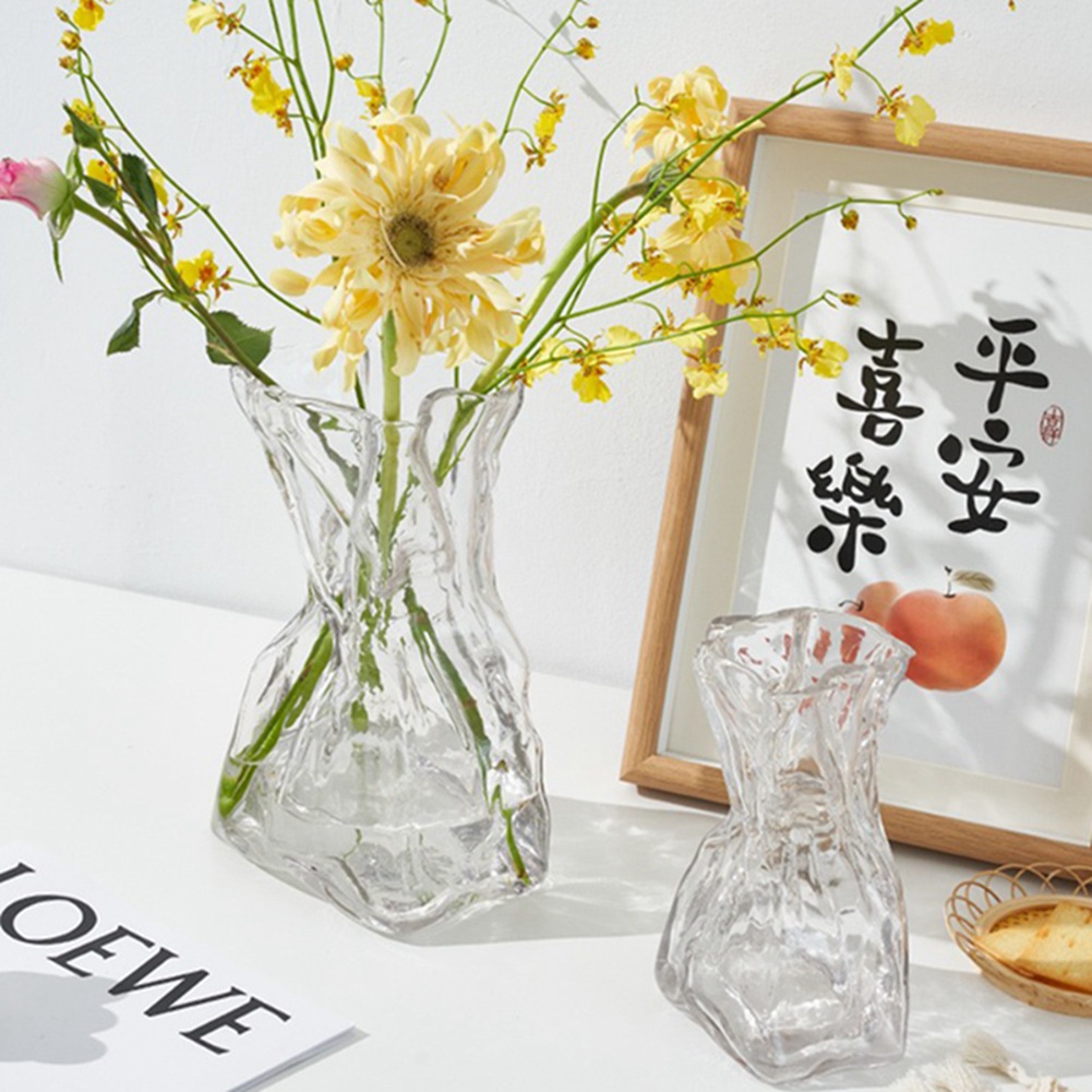 Moderno simple transparente fantasía papel origami jarrón de vidrio de alto nivel de sensación de sala de estar flor hidropónica decoración floral