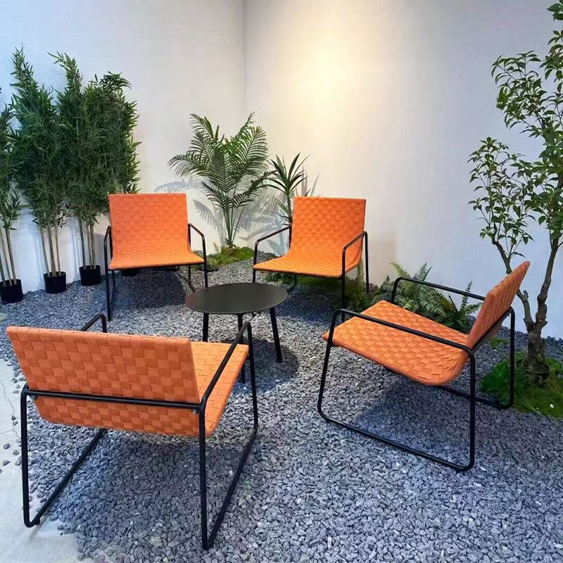 Silla de caña al aire libre de tres piezas combinada jardín al aire libre Villa Hotel Ventas Diseñador de jardines
