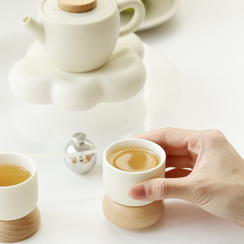 クリーム風工夫茶器セット軽贅沢高級家庭用ポット二杯は客先にプレゼントをプレゼントして注文して彫刻する|undefined
