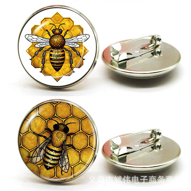 Cross-Border Jewelry Insect Bee Brooch Time Gemstone Metal Badge Versatile Clothing Pin Children's Small Gifts