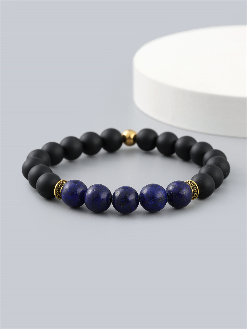 Comercio exterior estación independiente joyería de la mano de los hombres transfronteriza negro esmerilado piedra verde oro piedra pulsera de cuentas de diy