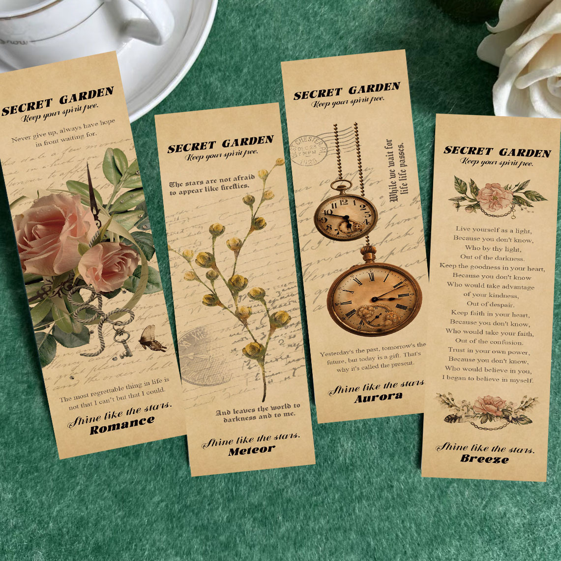 68g Weight Bookmark Stationery Type a Pack of 30 Quantity School, Graduation Occasion Paper Material Letter, Rose Pattern Retro, Pastoral Style A Pack Of 30 Letter Rose School Graduation Paper Retro Pastoral Bookmark 6
