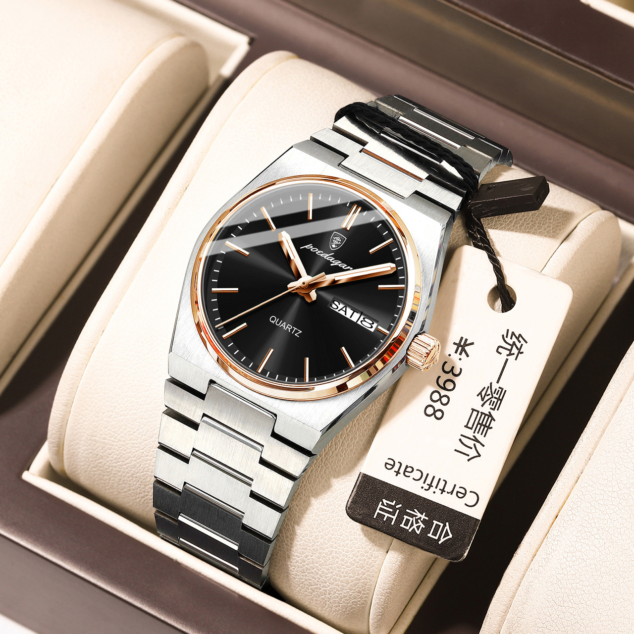 Reloj de lujo para mujer de la marca suiza, reloj de cuarzo de doble calendario de moda impermeable, transmisión en vivo, estilo explosivo de comercio exterior, entrega de una pieza