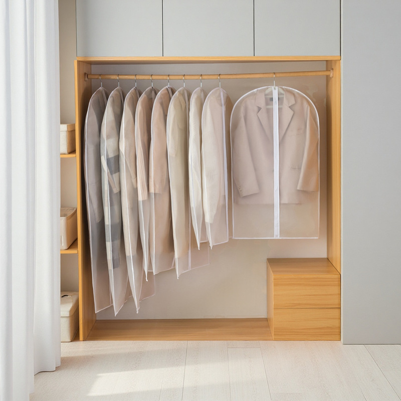 Clothes Dust Bag Transparent Household Washable Clothes Hanging Bag Coat Suit Dust Cover Clothing Finishing Protective Cover