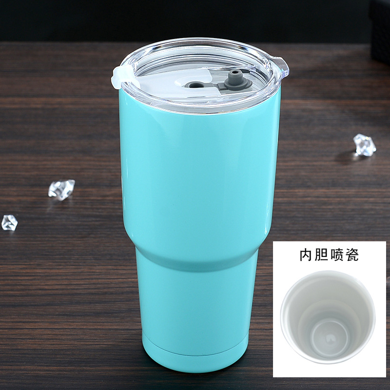Suministro directo de fábrica 30oz aerosol interior de cerámica taza de helado taza de cerveza de coche 304 taza de vacío de acero inoxidable taza de coche