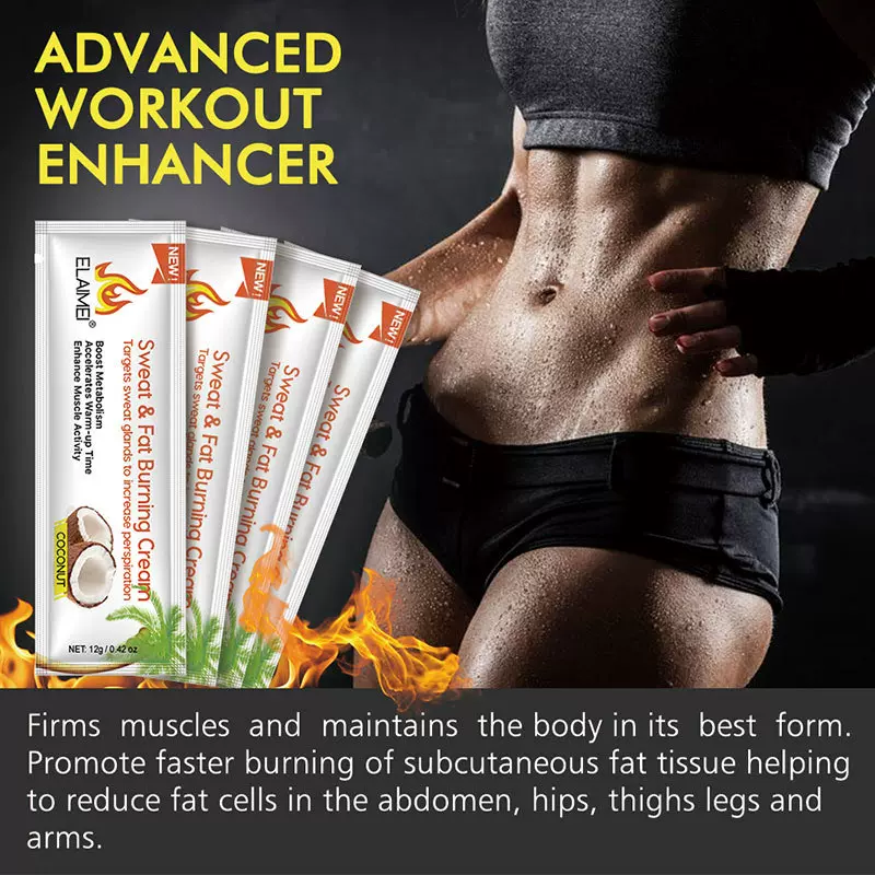 跨境ELAIMEI袋装塑型腹肌膏强化腹部马甲线去脂发热暴汗美纤体膏