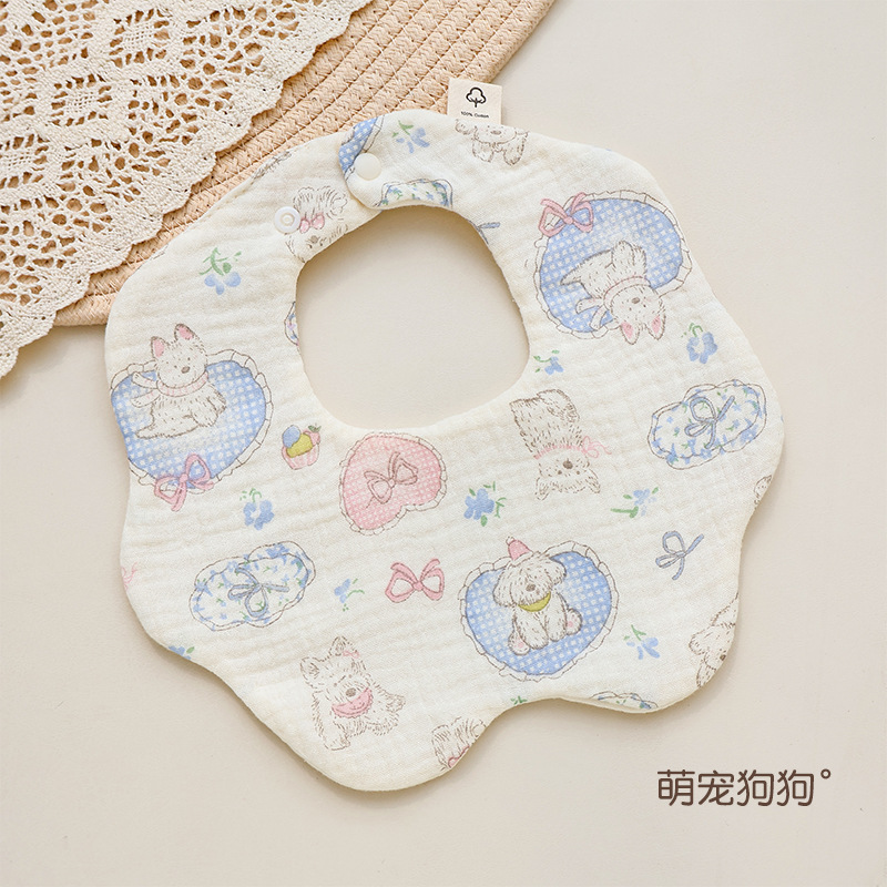 Babero de gasa de algodón de seis capas para niños, toalla para la saliva tipo cuello, babero giratorio para bebés, anti-regurgitación, protección para el vientre.