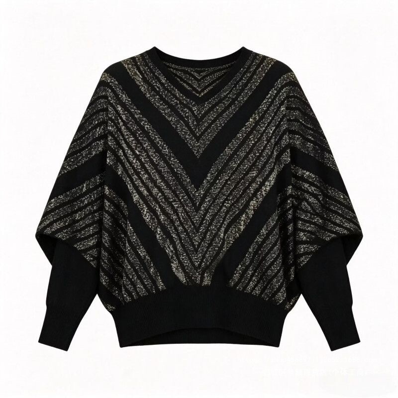 Stylish and elegant batwing sweater for women, new autumn/winter collection, plus-size, slimming effect, knitted top
