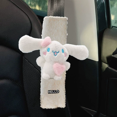 Seat belt shoulder pad Plush Shoulder Pads, Car Dolls - teddy-velvet-pink-plush-doll-shoulder-pads
