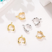 铜镀18K真金U形瓜子扣 包金保色树叶形固定夹扣 diy项链手链饰品