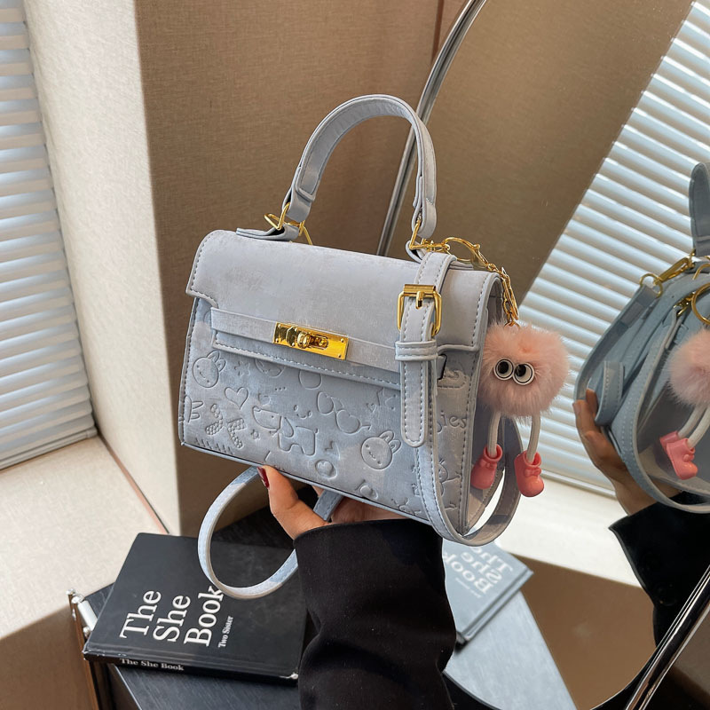 Women's bag 2024 new popular texture fashion all-match shoulder messenger bag niche design portable Kelly bag