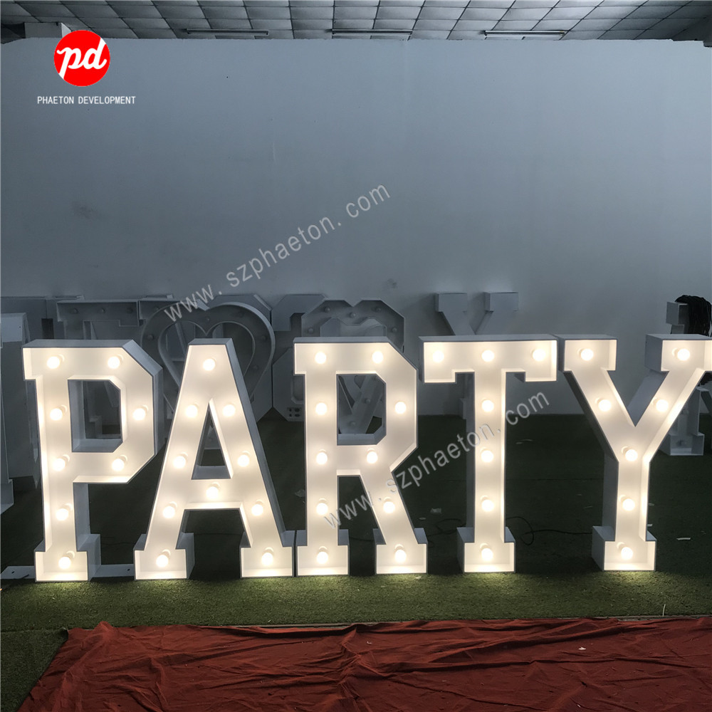 外贸跨境电商彩色LED发光展览展示灯泡字 户外大型立式发光字立体